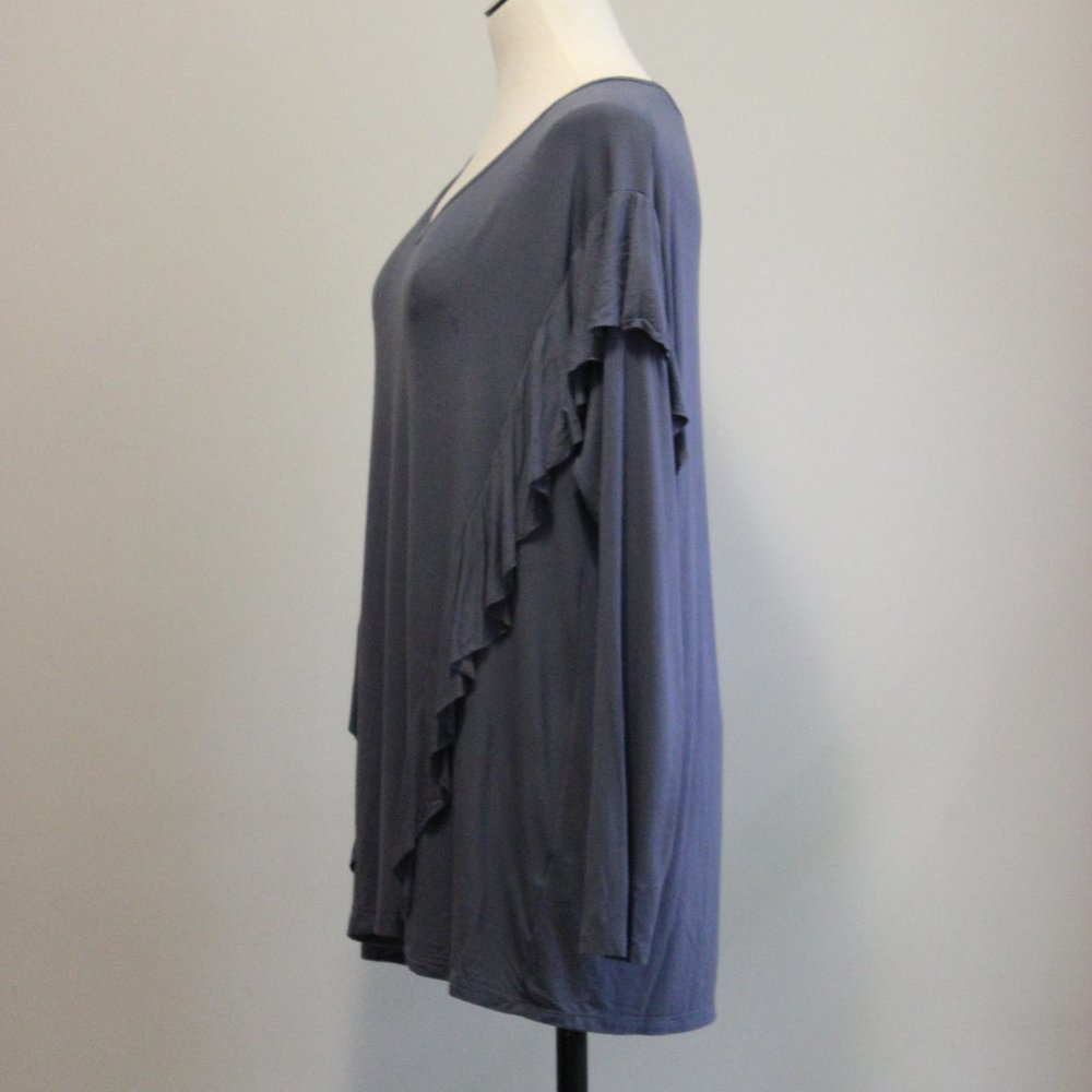 Fringed Ruffle Boho Bamboo Tunic Top - Picture 2 of 5